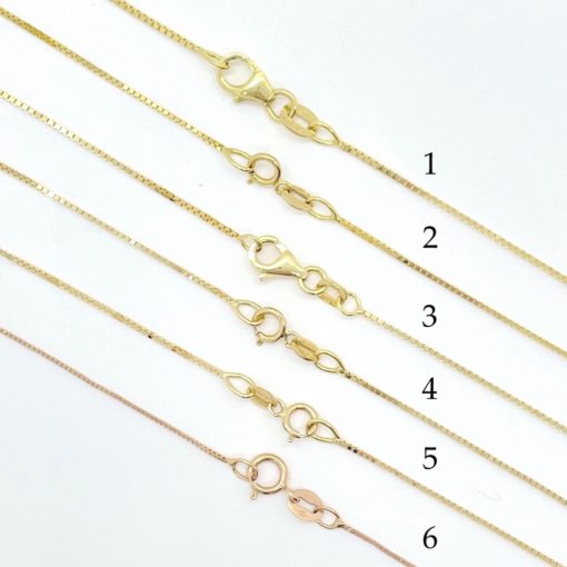 Rose and Yellow Gold Box Chains in Solid 14k and 18k Gold LS6093
