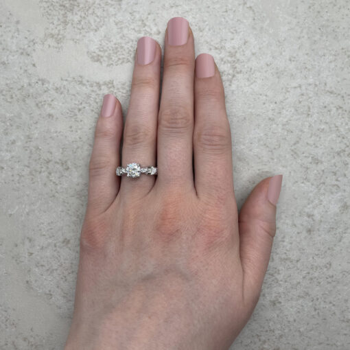 Celestial Lab Diamond Engagement Ring Hand Shot 14k White Gold LS6754