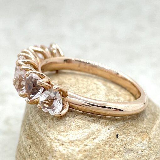 Petal Prong Morganite Band Heart Shape Stones 18k Rose Gold LS5938